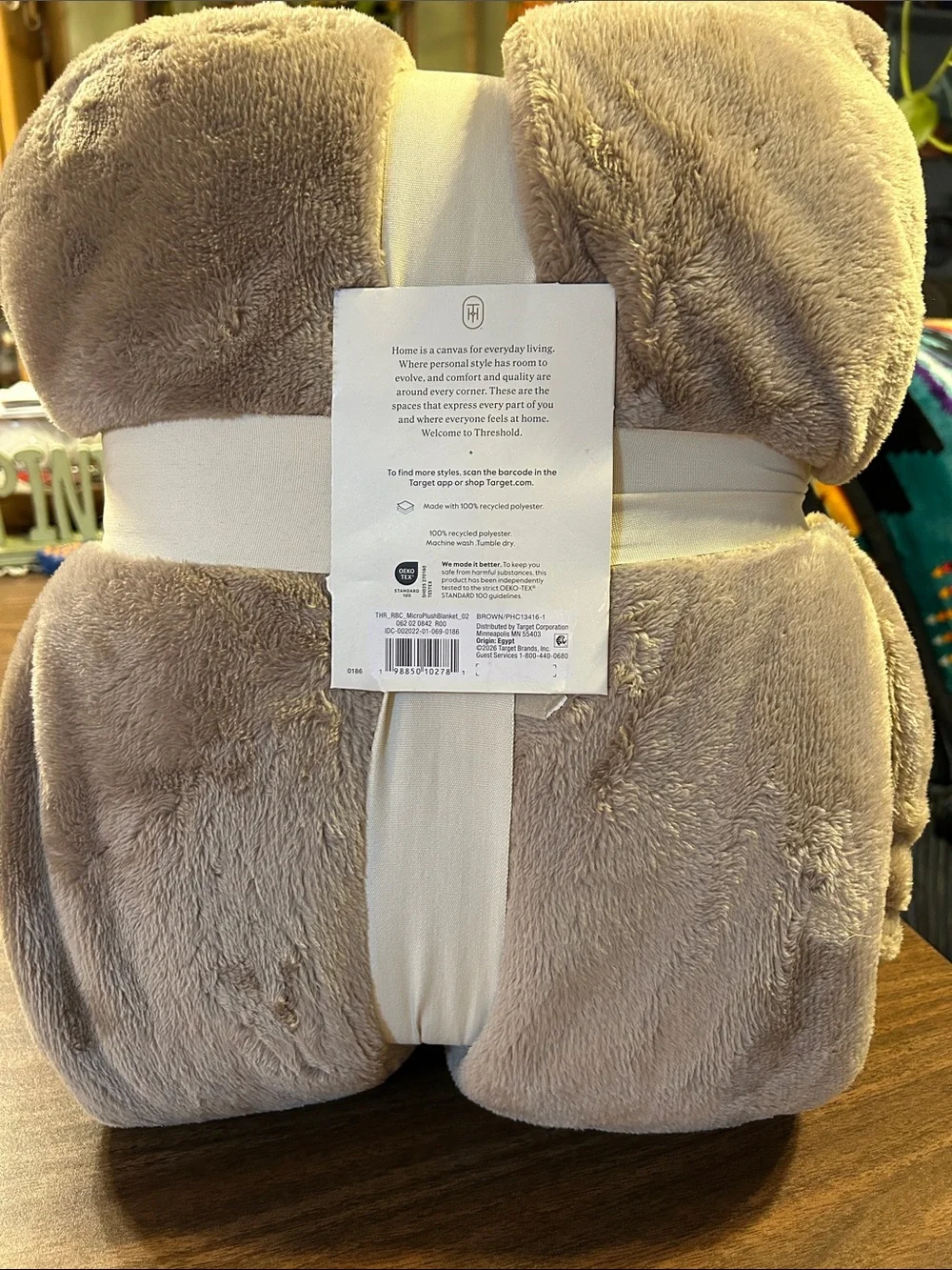 Threshold Microplush Blanket - Taupe